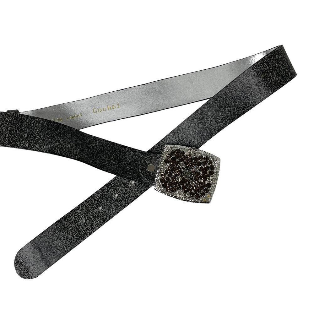 Cochni leather rhinestone buckle shiny belt Sz 42 boho‎ western festival